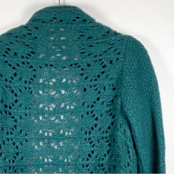 Loft Teal Open Drape Front Crochet Cardigan - Picture 1 of 5